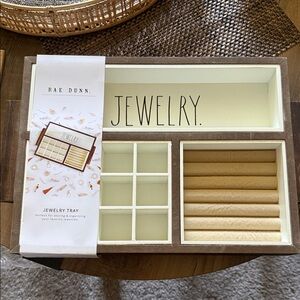 Rae Dunn Jewelry Tray with Cream and Brown Accents